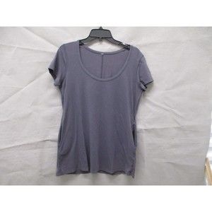 Lululemon Athletica Shirt Womens 8 Gray Side Pockets Round Neck Short Sleeves
